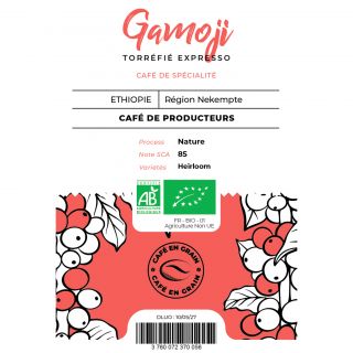 Café en grain de terroir BIO ETHIOPIE Gamoji - 1 kg